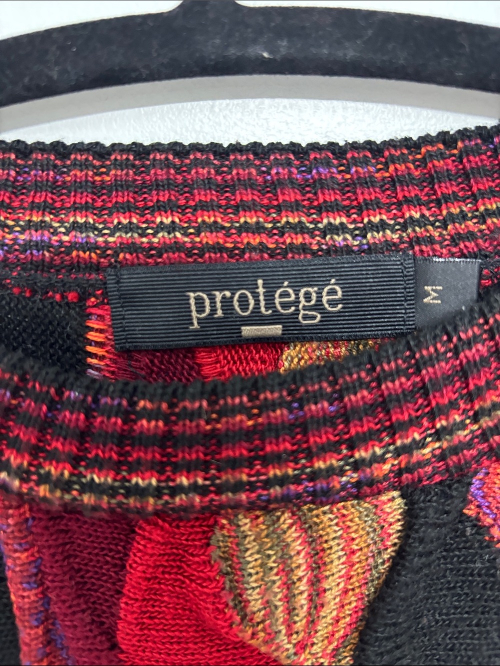 Vintage Protege Men's Red Multi-Color Wave Knit Sweater - Picture 2 of 6